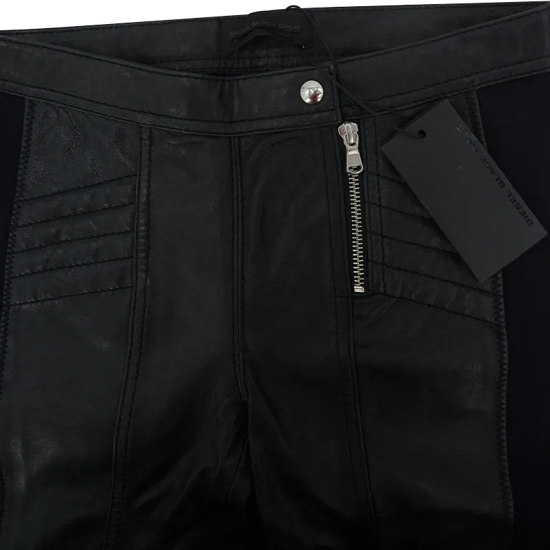 diesel black gold panters womens leather jeans slim fit trousers black1