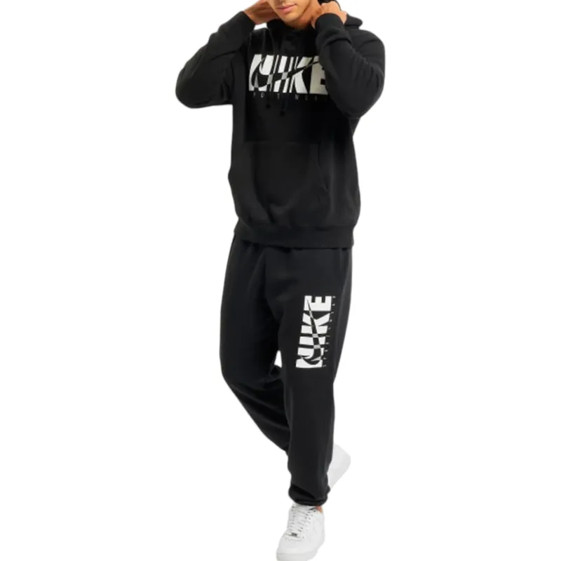 nike mens full tracksuits sweat black hoodie jogger1