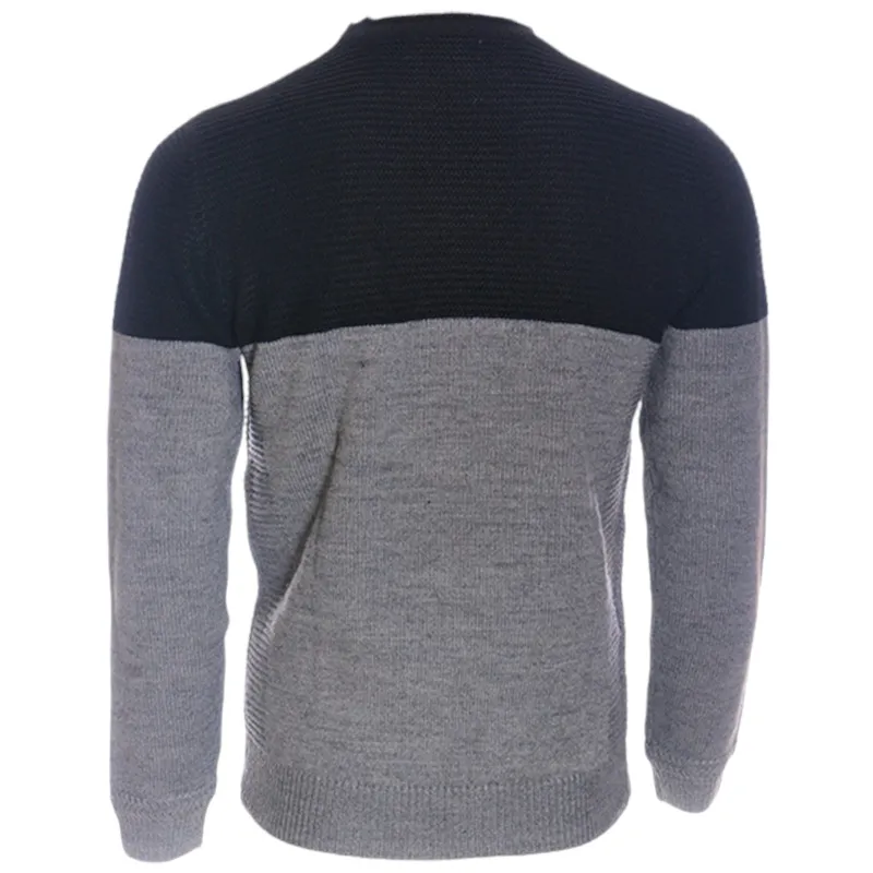 mens crew neck jumpers funnel long sleeve regular fit1