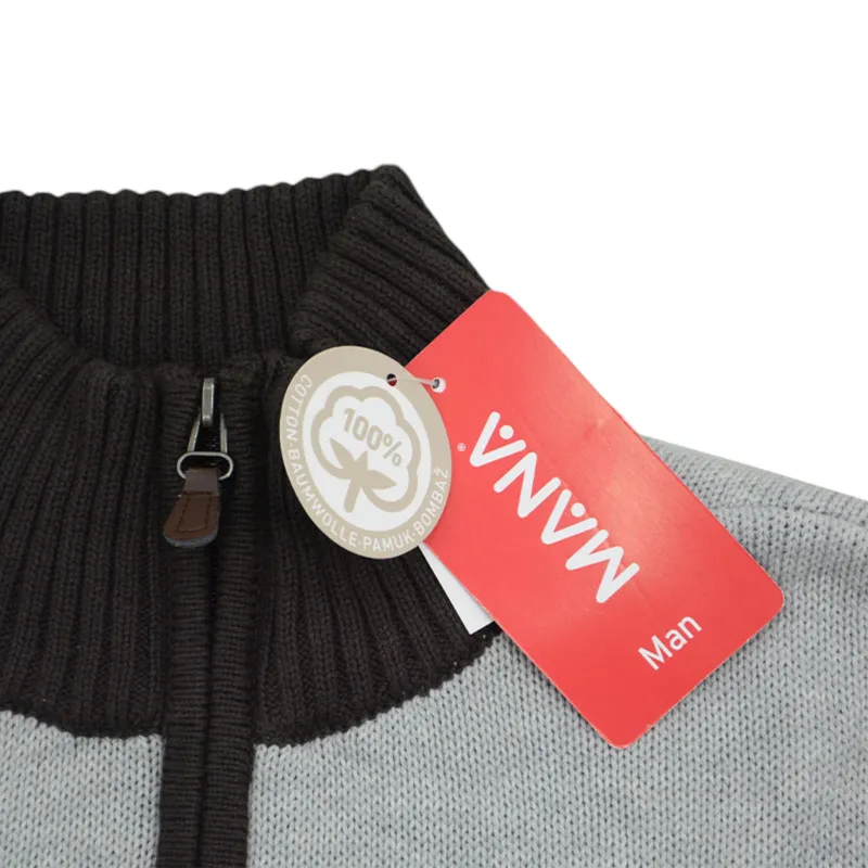 mens half zip sweatshirt cotton high neck top brown stripe1