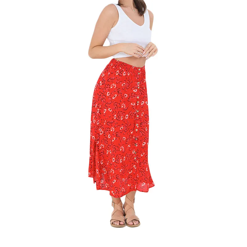 brave soul zoe womens midi skirts printed maxi length red1