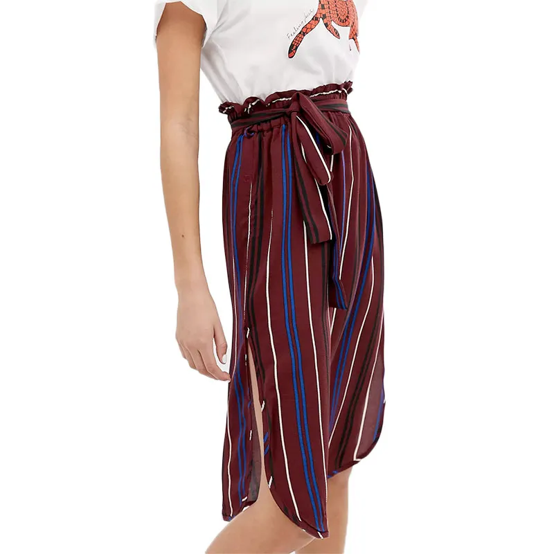brave soul vixen womens midi skirts striped mid rise burgundy1