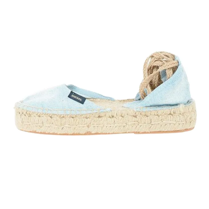 diesel espadrillas rags womens sandals denim lace up shoes light blue1