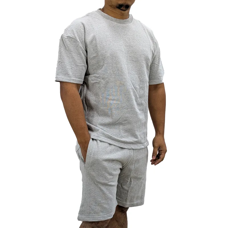 pull & bear mens t shirt shorts set cozy nightwear bottom top grey1