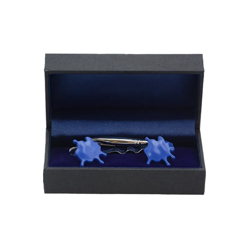 original penguin men's shirt cufflinks and tie clip set blue1