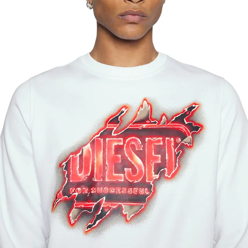 diesel s ginn mens sweatshirt crew neck regular fit white1