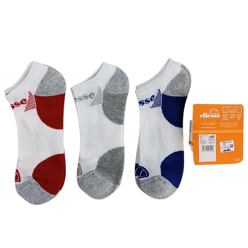 ellesse mens low cut socks 3 pack trainer socks white and red1
