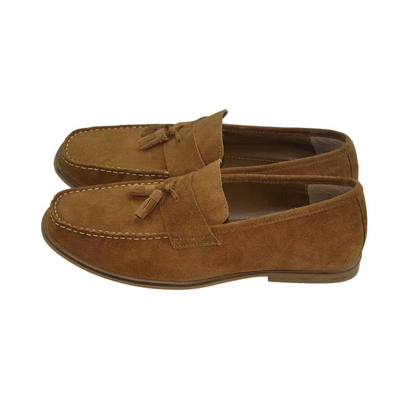 schuh mens slip on loafers casual plain office shoes brown1