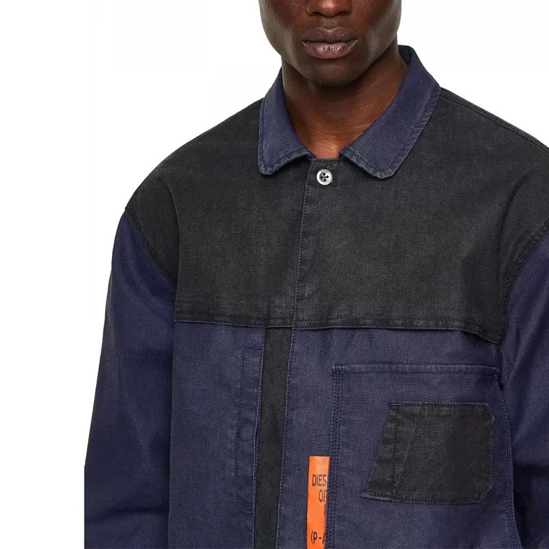 diesel d fetz 0eeaw mens trucker jacket long sleeve stretch denim jacket navy1