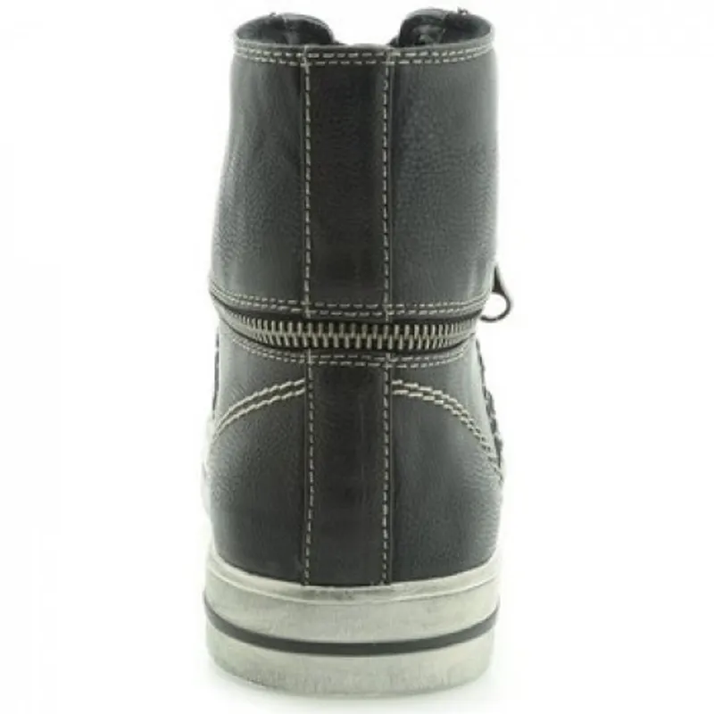 armani jeans mens sneakers black leather lace up high neck1