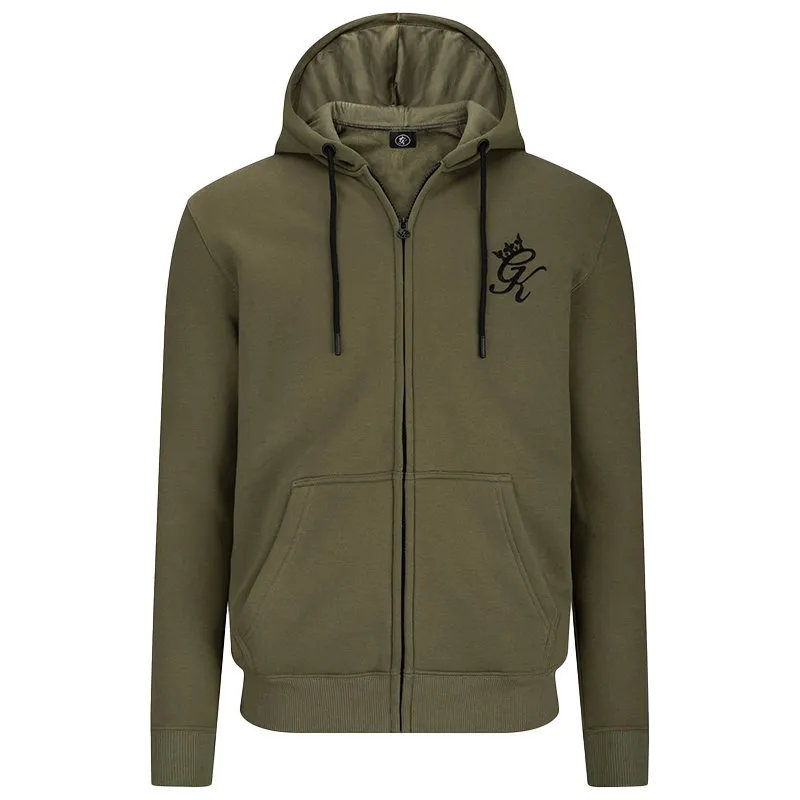 Gym King Gk Mens Tracksuit Burnt Olive Zipped Hoodie Slim Fit Olive Top Brand Outlet UK