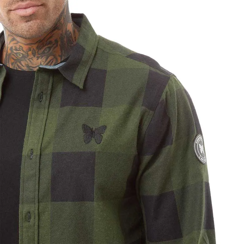 mens check shirts lumberjack soft flannel top green1