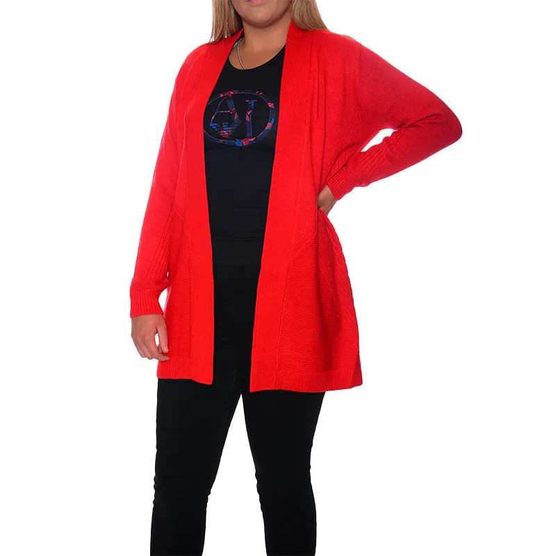 Evans Womens Open Cardigan Ladies Jumper Red Top Brand Outlet UK