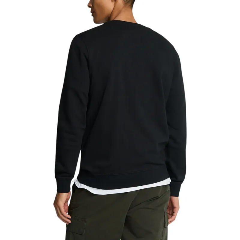 lyle & scott ml424ton tonal eagle mens crew neck knitted jumper jet black1