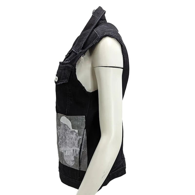 diesel mens denim vest ripped sleeveless gilet black1