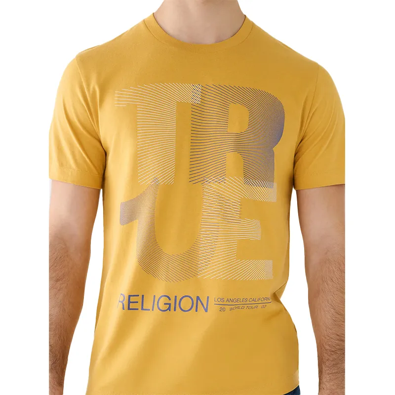 true religion 107588 mens t shirts short sleeve buddha tee mustard yellow1
