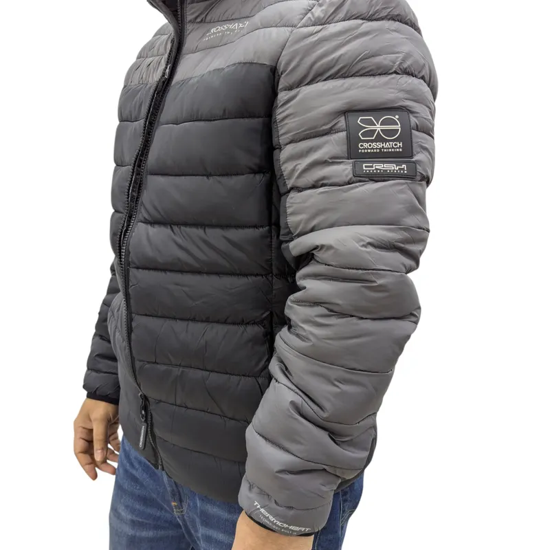 crosshatch mens puffer jacket lightweight winter quilted padded full zip black1