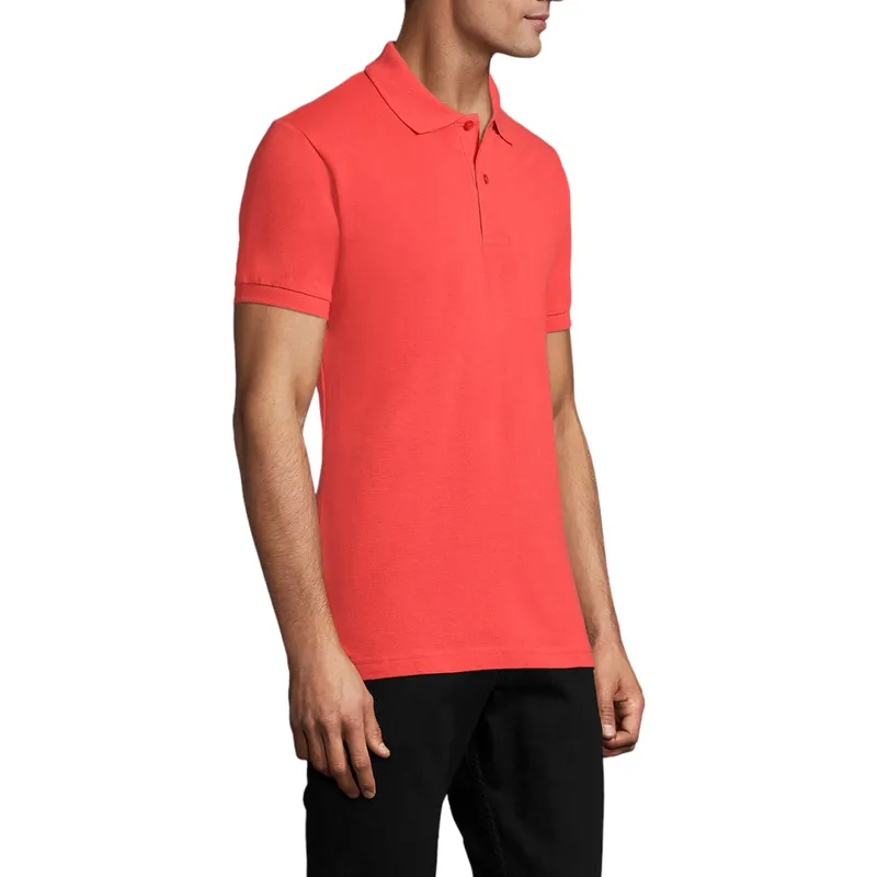 mens polo shirts regular fit casual summer cotton tee coral red1