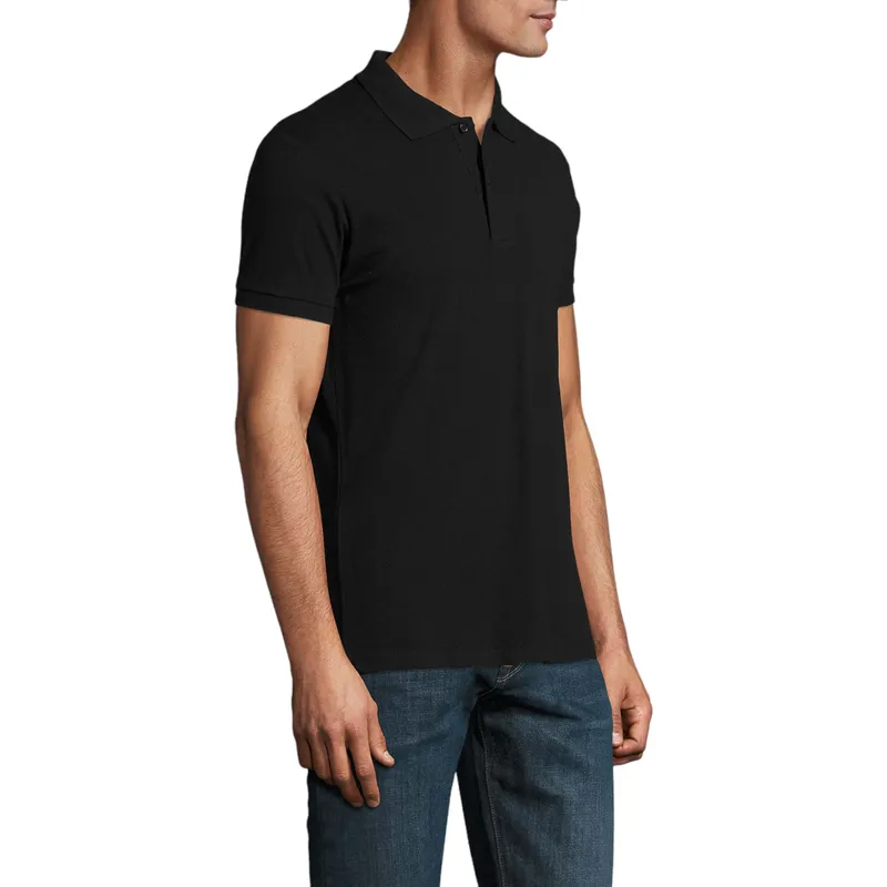 mens polo shirts regular fit casual summer cotton tee black1
