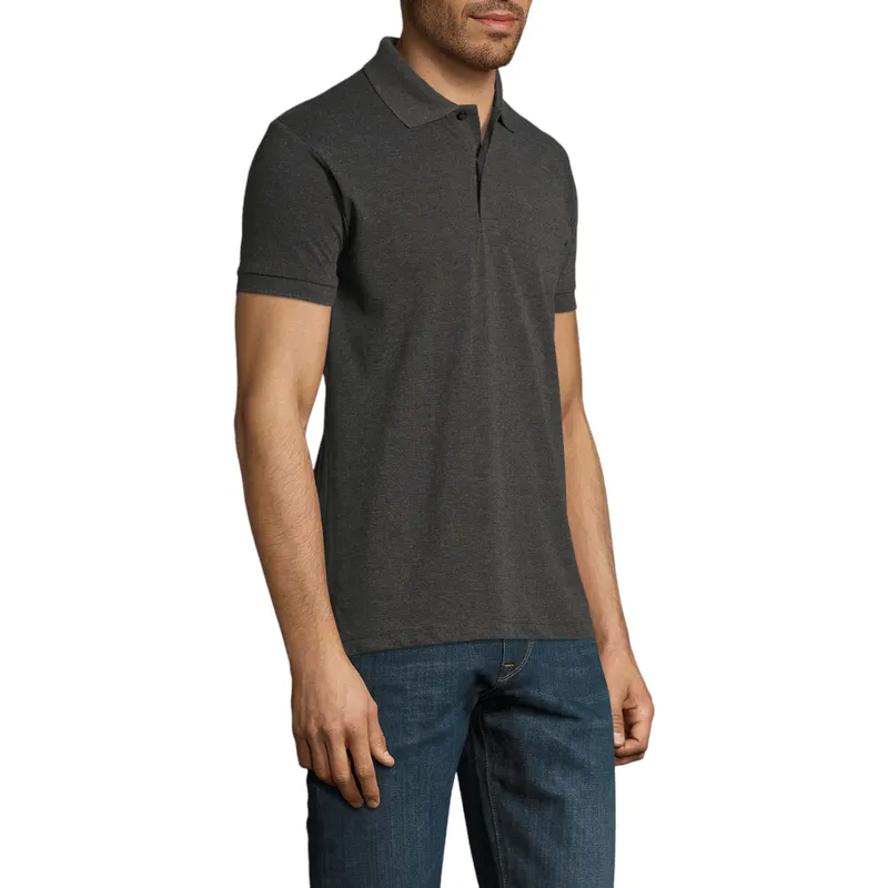 mens polo shirts regular fit casual summer cotton tee charcoal1
