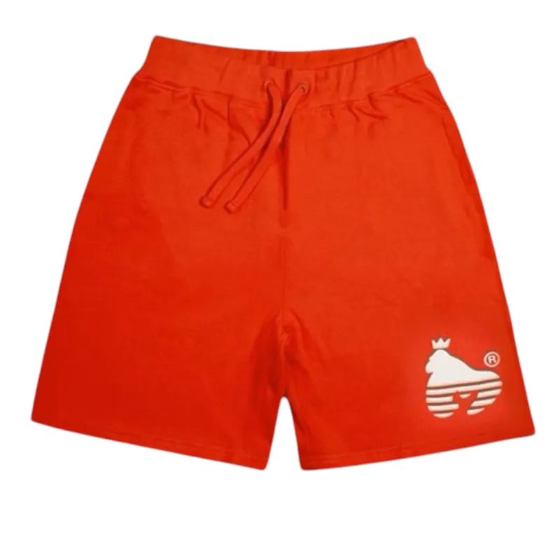 money clothing mens fleece shorts gym sports casual bottom red1
