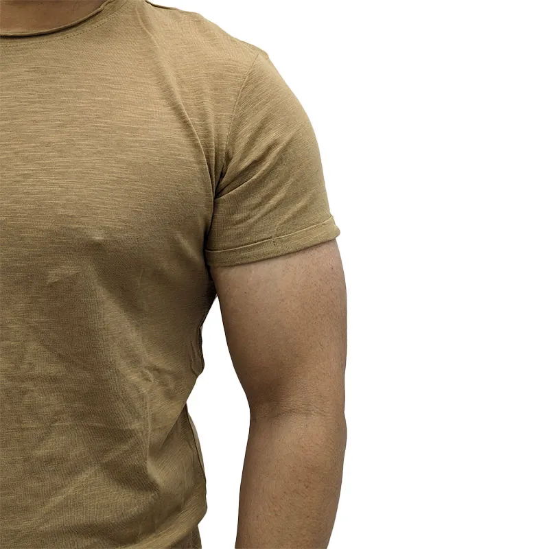 mens t shirts short sleeve gym tee summer longline t shirt brown1