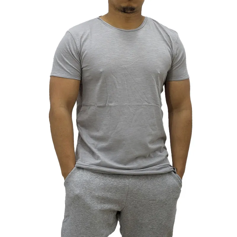 mens t shirts short sleeve gym tee summer longline t shirt light grey1