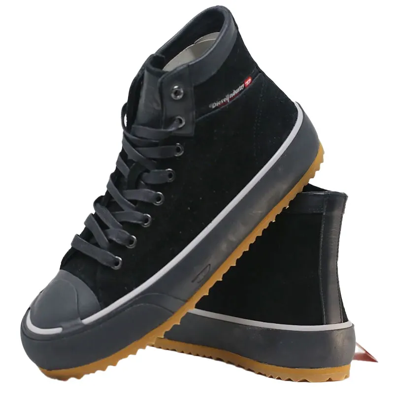 diesel s-principia t8013 mens canvas shoes sued leather high top black2