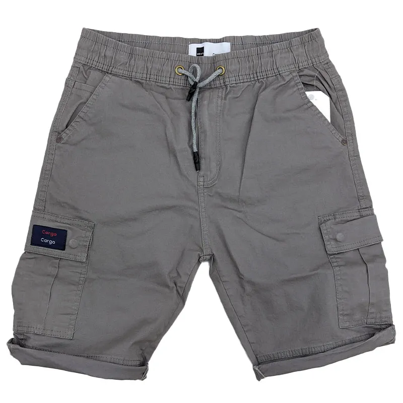 mens cargo shorts summer cotton slim chino knee combat pants dark grey2
