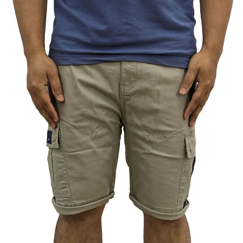 mens cargo shorts summer cotton slim chino knee combat pants stone2