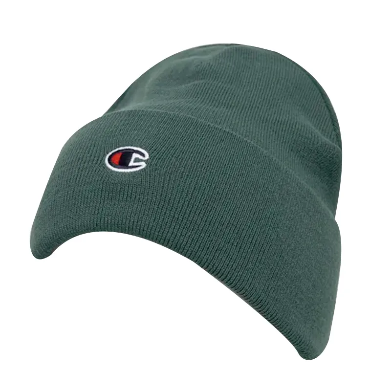 champion mens beanie hat winter thick knitted ribbed dark green2