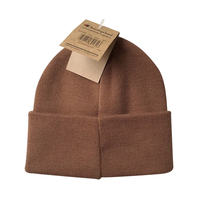 champion mens beanie hat winter thick knitted ribbed caps brown2