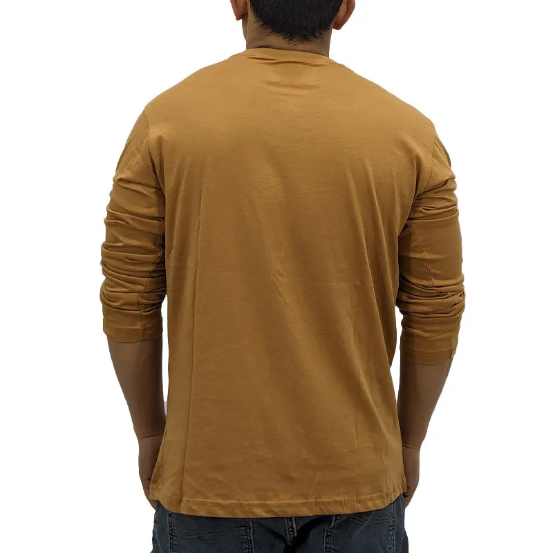jack & jones mens long sleeve t shirts crew neck top mustard yellow2