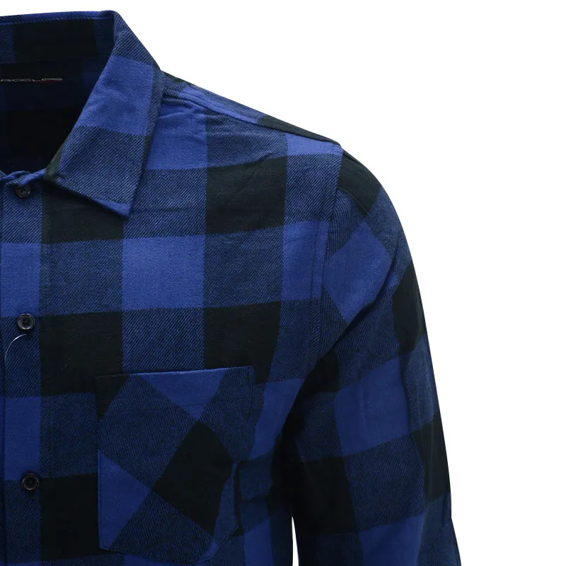 euroclips mens chess check shirts regular casual blue and black2