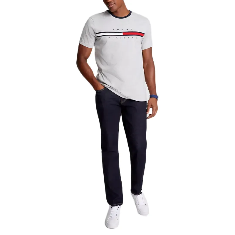 tommy hilfiger mens t shirt crew neck signature stripe tino tee grey2