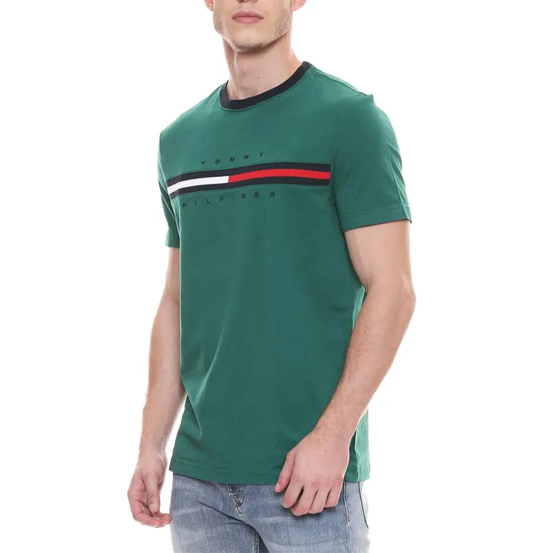 tommy hilfiger mens t shirt crew neck signature stripe tino tee teal green2