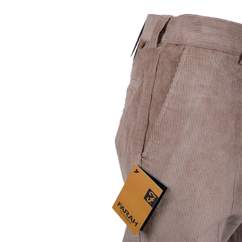 farah classic 687270gp mens corduroy trousers flat straight beech2
