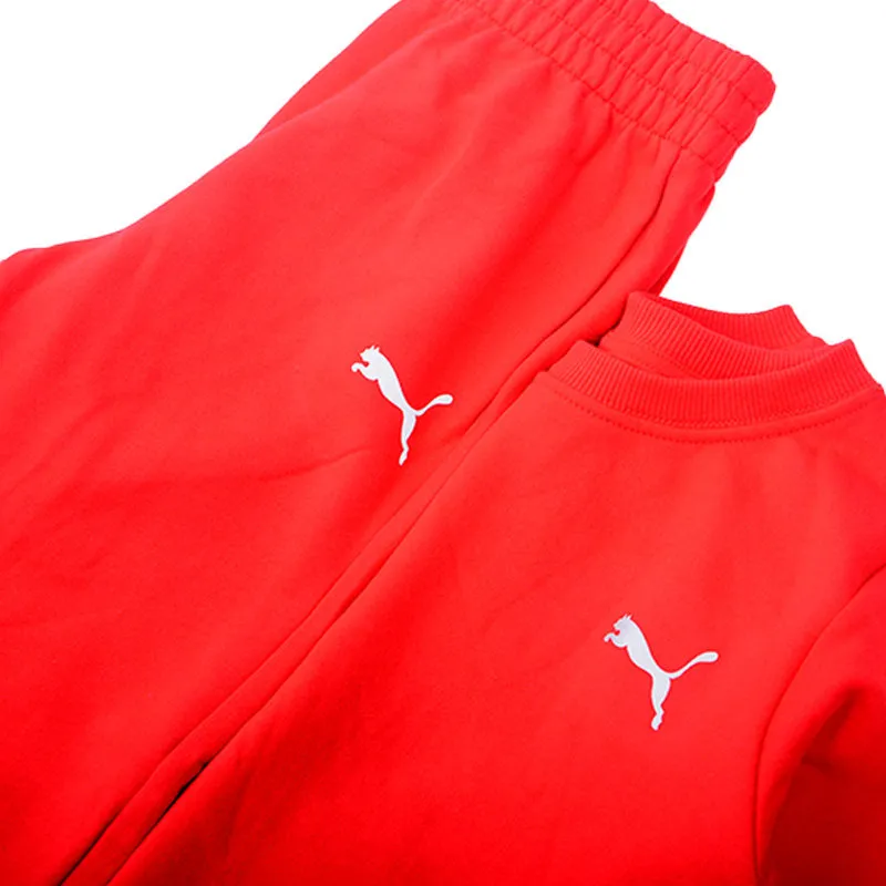 puma kids tracksuit cotton sweatshirt joggers full set red2