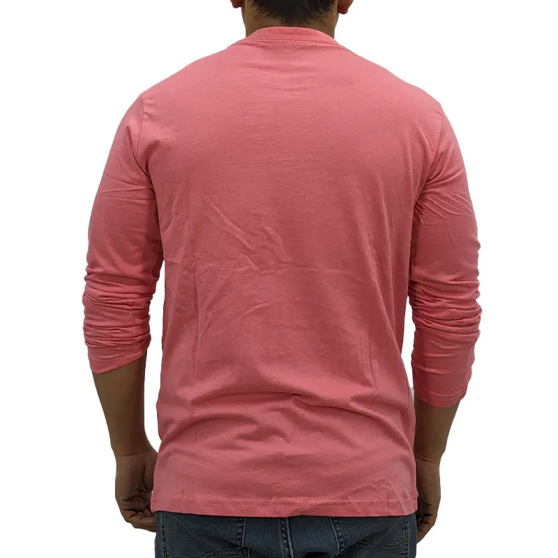 jack & jones mens long sleeve t shirts cotton tee crew neck top coral2