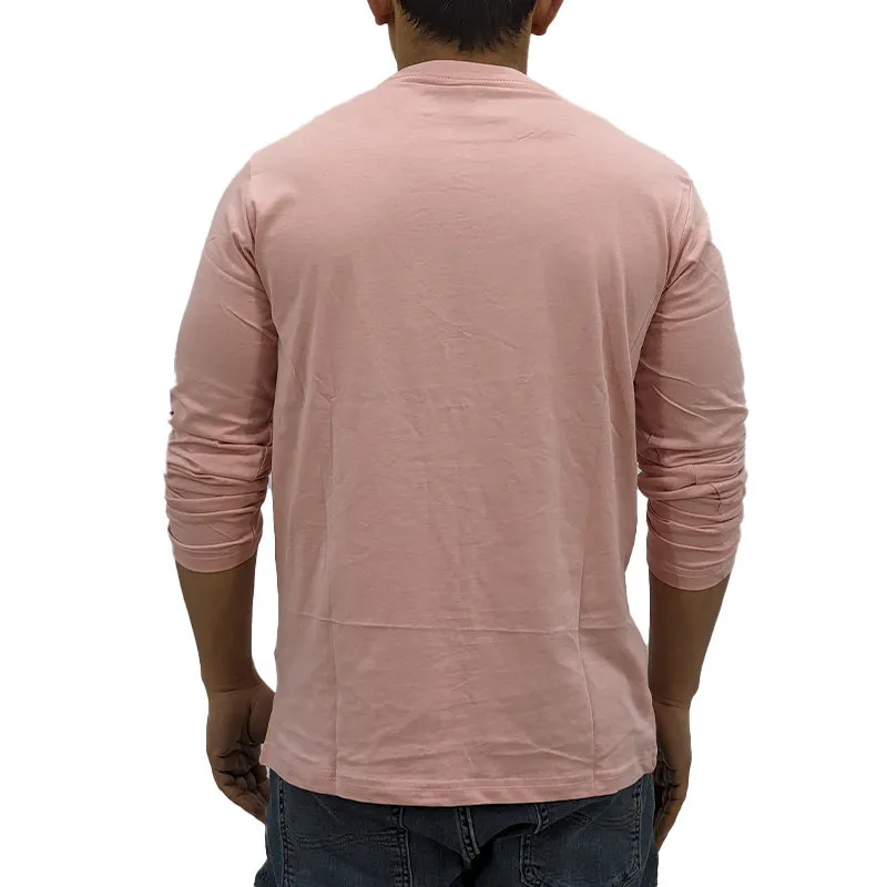jack & jones mens long sleeve t shirts cotton tee crew neck top pink2