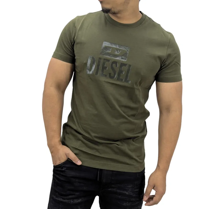 diesel t diego tone on tone mens t shirts cotton summer tee olive2