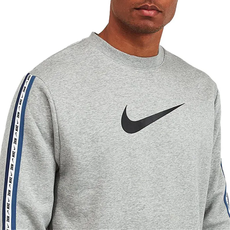 Nike repeat pack logo taping crew neck sweat in black sale