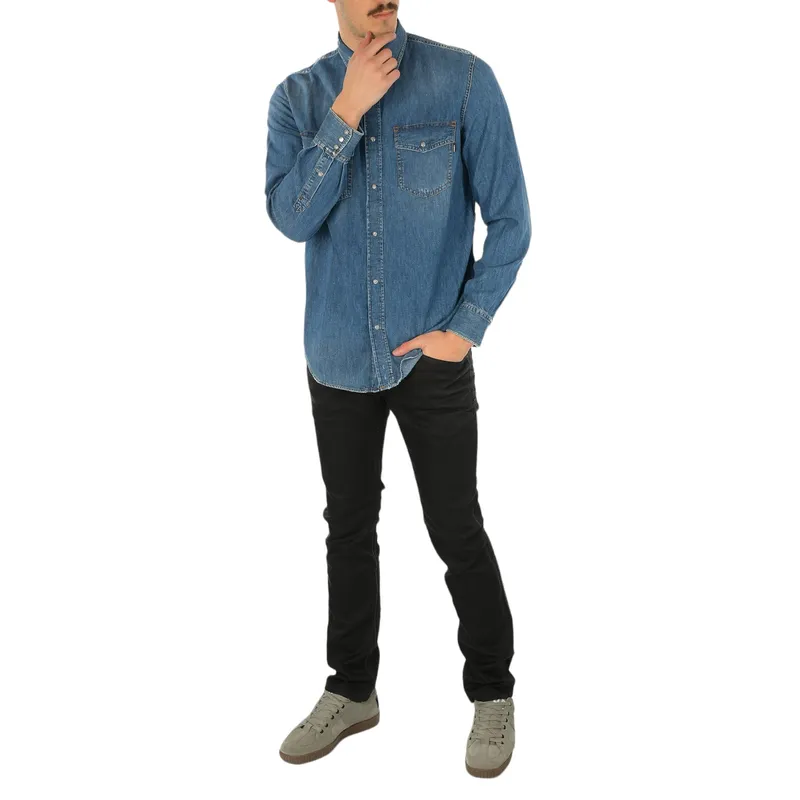 diesel d-rooke mens denim shirt vintage button down blue2