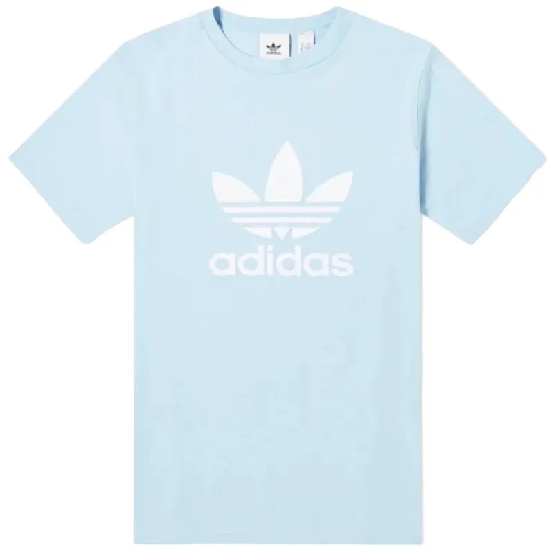 Adidas Originals Mens T Shirts Trefoil Logo California Sky Blue Top Brand Outlet UK