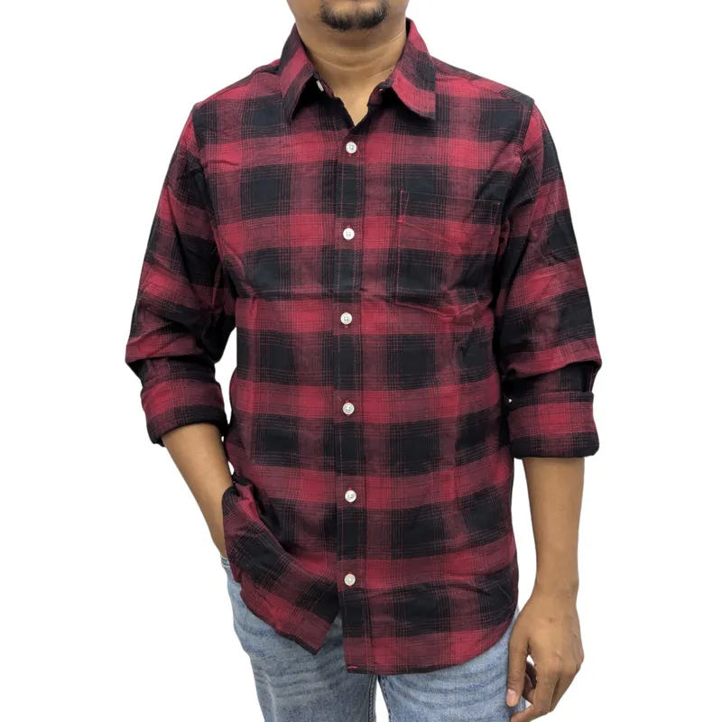 regatta mens lumberjack flannel check shirt red and black2