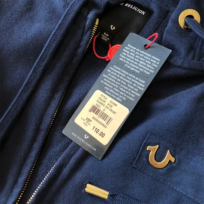 true religion mens zip hoodie casual hooded cotton top navy2