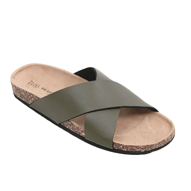 brave soul mens cross over sandals beach sliders flip flops khaki2