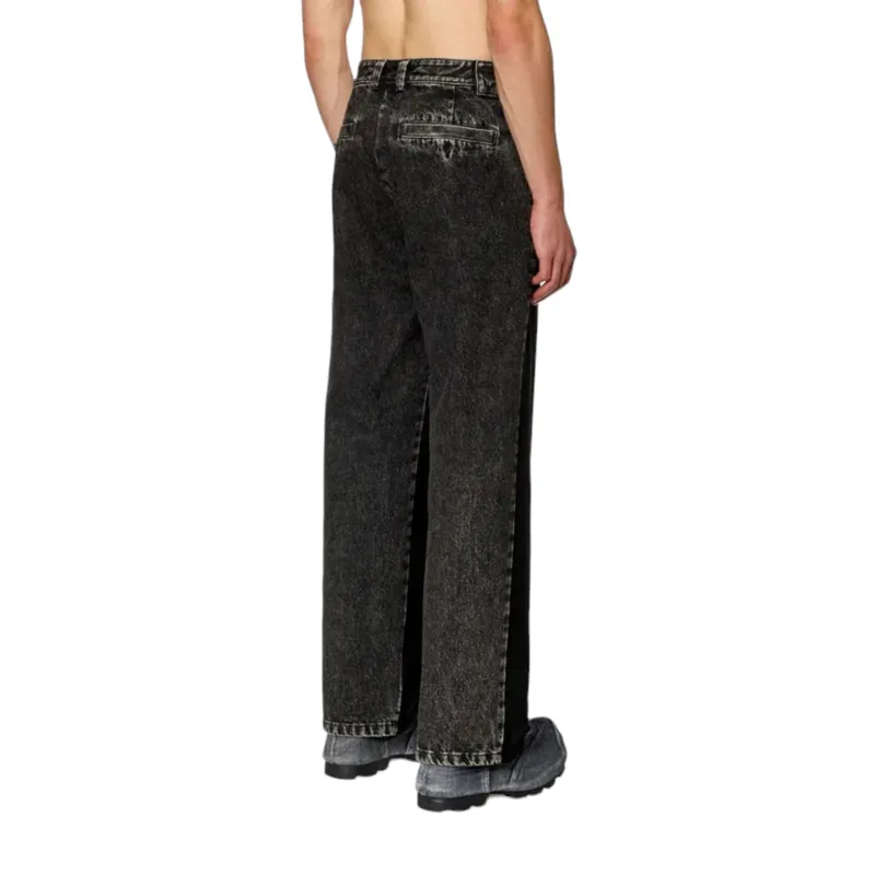diesel p-wire-a mens paneled denim trousers black2