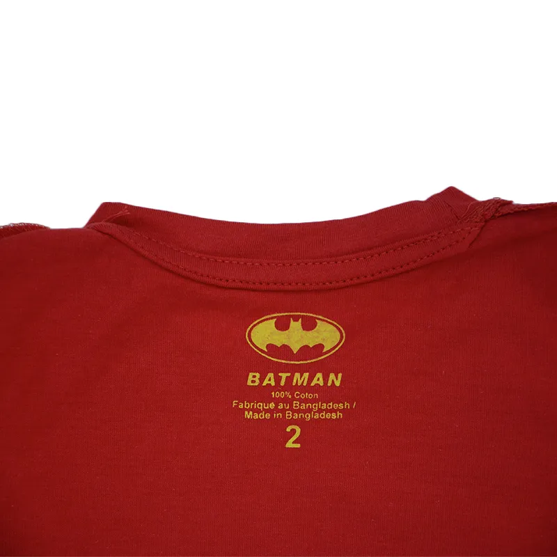 unisex kids boys t shirts and shorts set batman print outfits red & black2