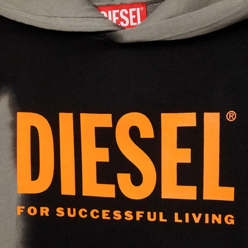 diesel snork unisex kids girls pullover fleece hoodie orange2